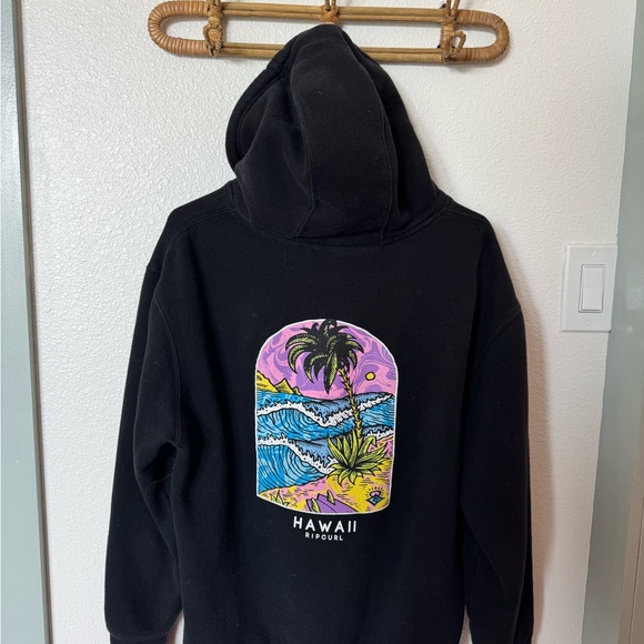 Rip Curl Black womens Hoodie with 'Hawaii' Chest Logo - Picture 2 of 3